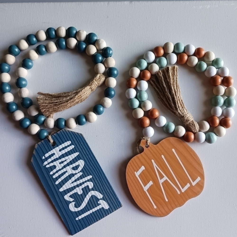Fall Farmhouse HARVEST/ FALL wooden beaded garlands